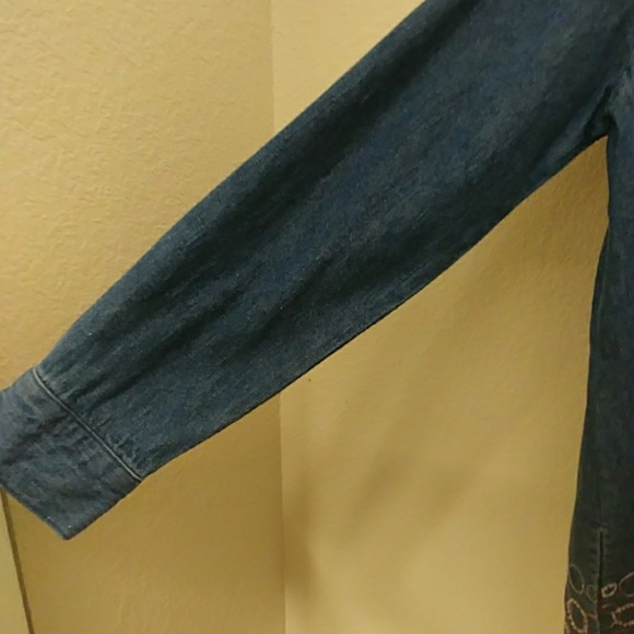 VTG- Denim & Co Button Down Dipped Denim Tunic - Picture 4 of 8